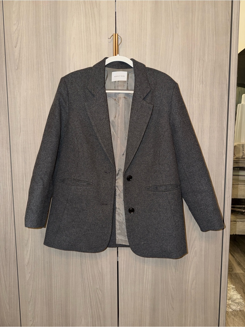 Aritzia Grey Wool-Blend Tailored Blazer